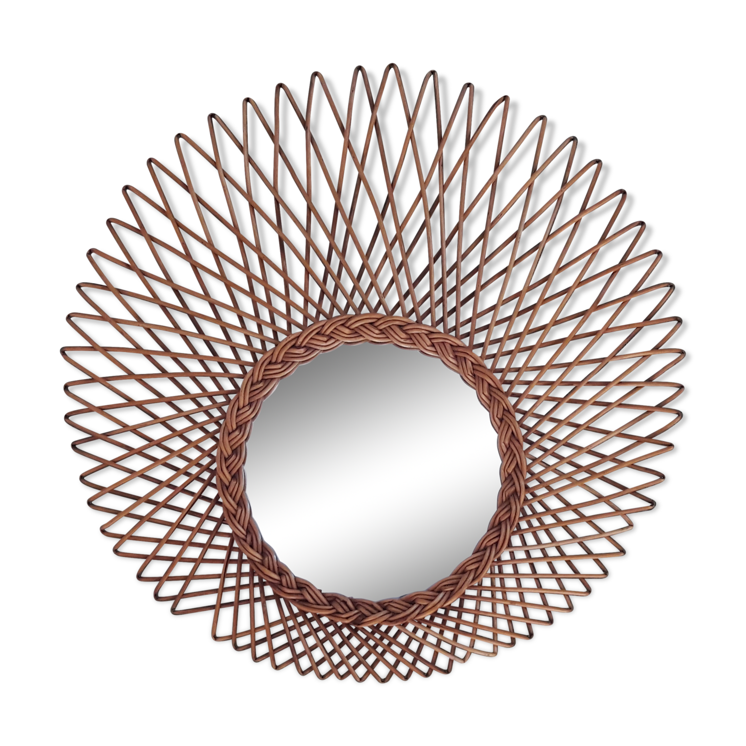 Asymmetrical rattan mirror 46cm