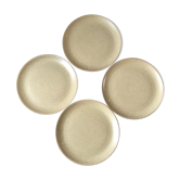 Lot de 4 grandes assiettes plates en grès clair made in France années 60-70