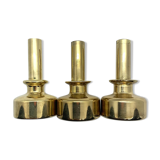 Set of 3 vintage Scandinavian candlesticks in brass L92 by Hans-Agne Jakobsson 1960.