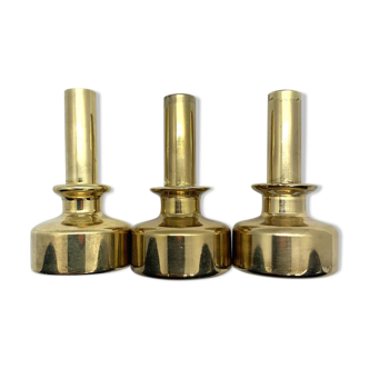 Set of 3 vintage Scandinavian candlesticks in brass L92 by Hans-Agne Jakobsson 1960.