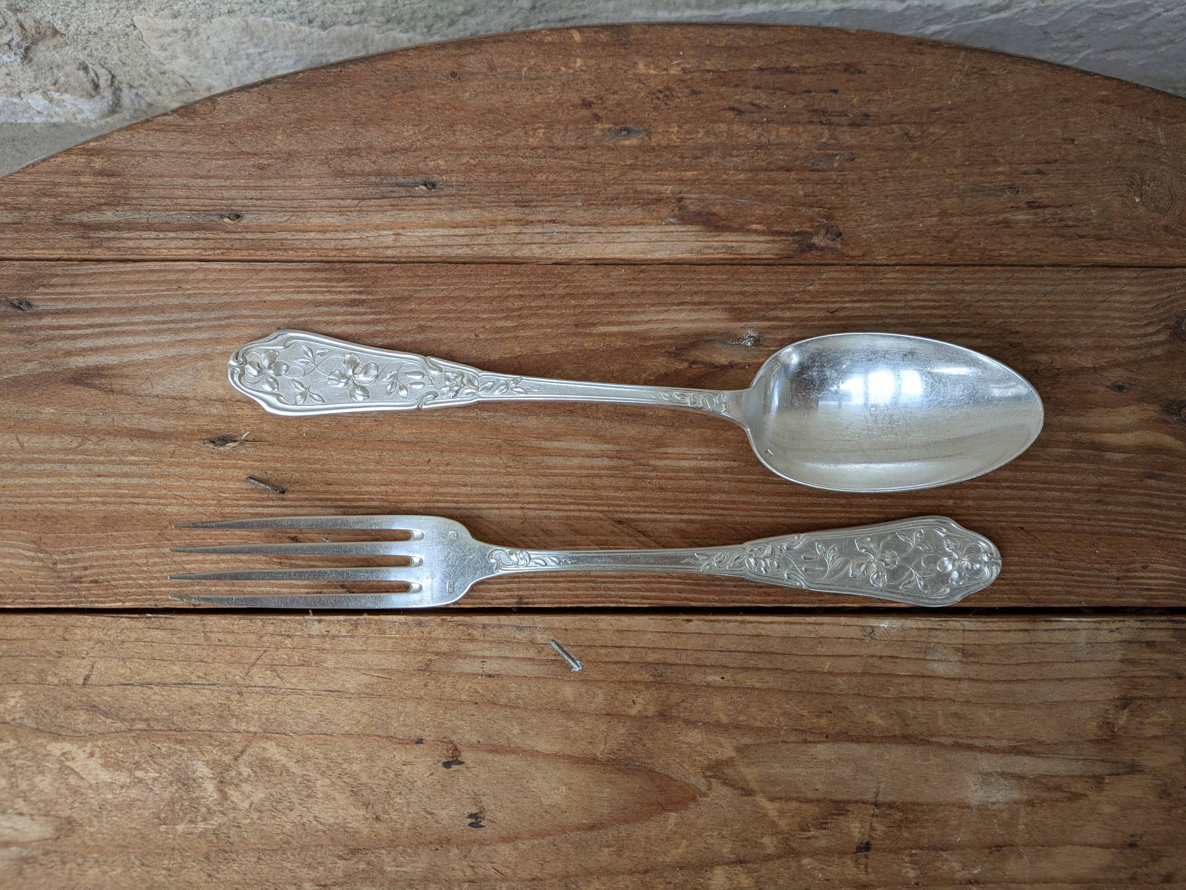 Ravinet d'Enfert silver plated fork and spoon set 84g