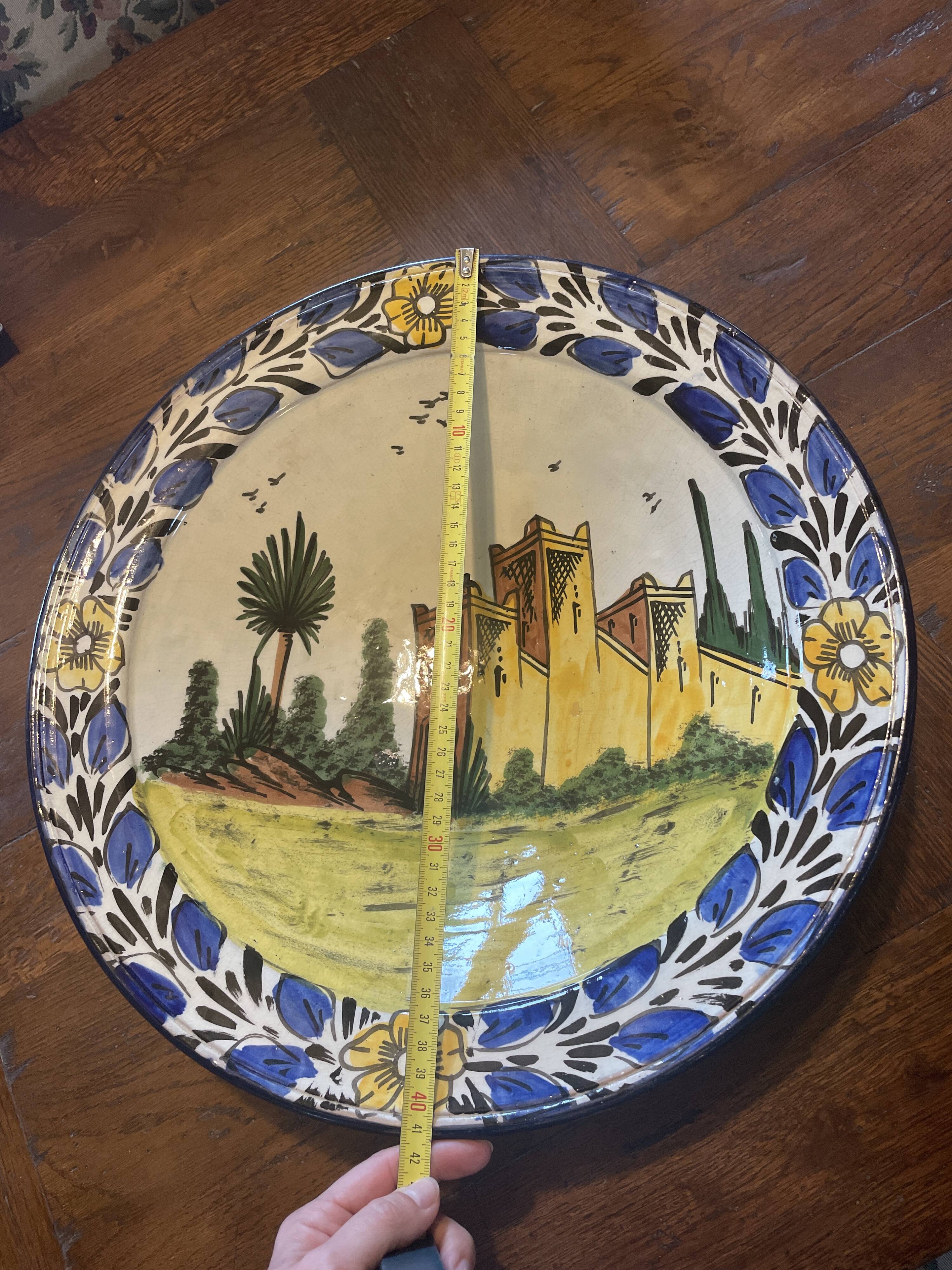 Large Moroccan Deep Plate Safi Signed