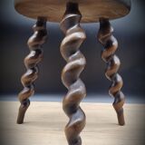 Turned wood tripod stool