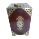 Mother-of-pearl wood jewelry box & chinoiserie brass