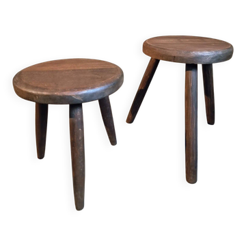 Paire de tabourets en bois de hêtre, années 1960