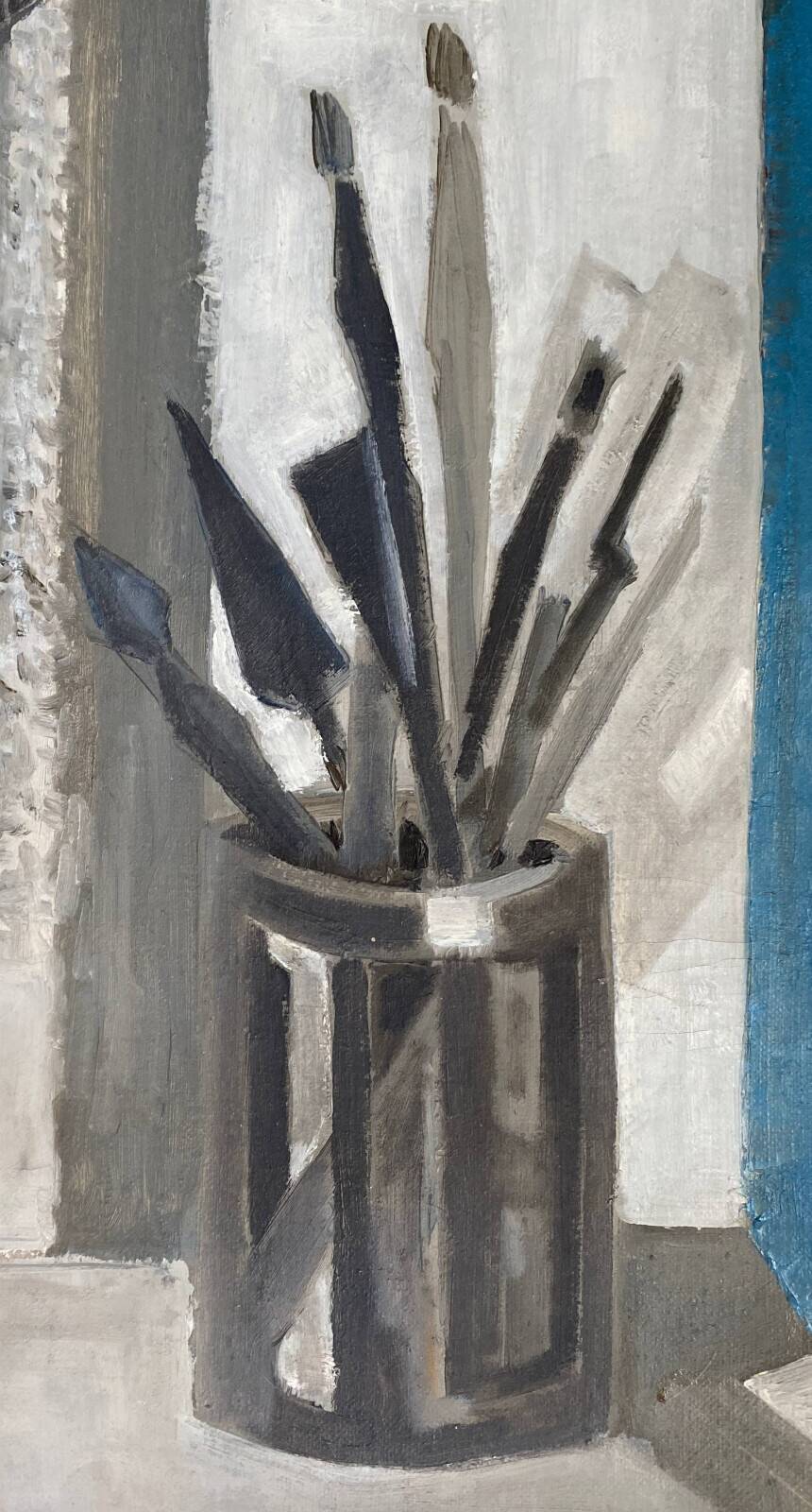 Cubist painting by Guy Feinstein (born in 1929) "The Artist's Studio"