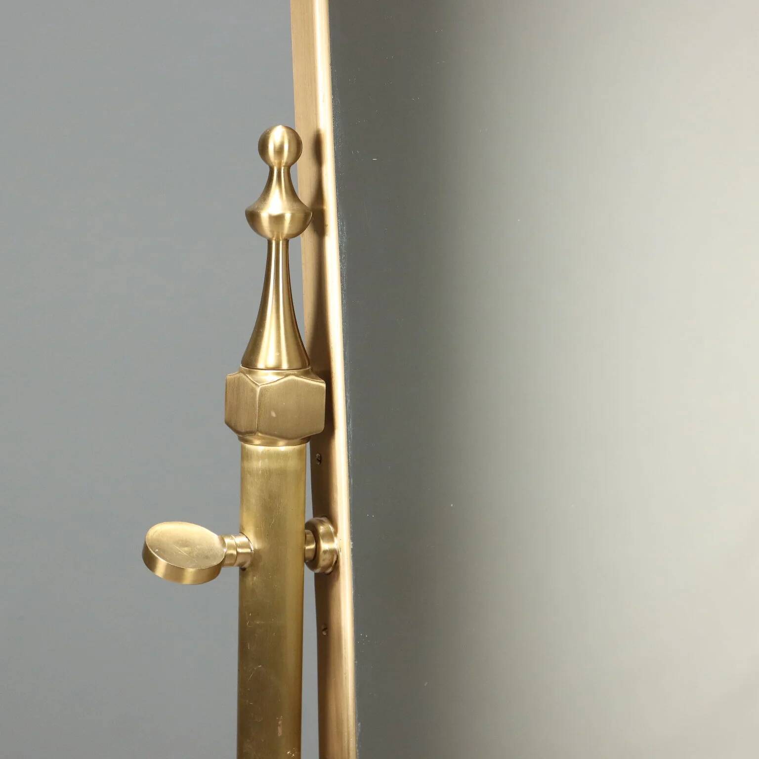 Brass vanity mirror with adjustable tilt