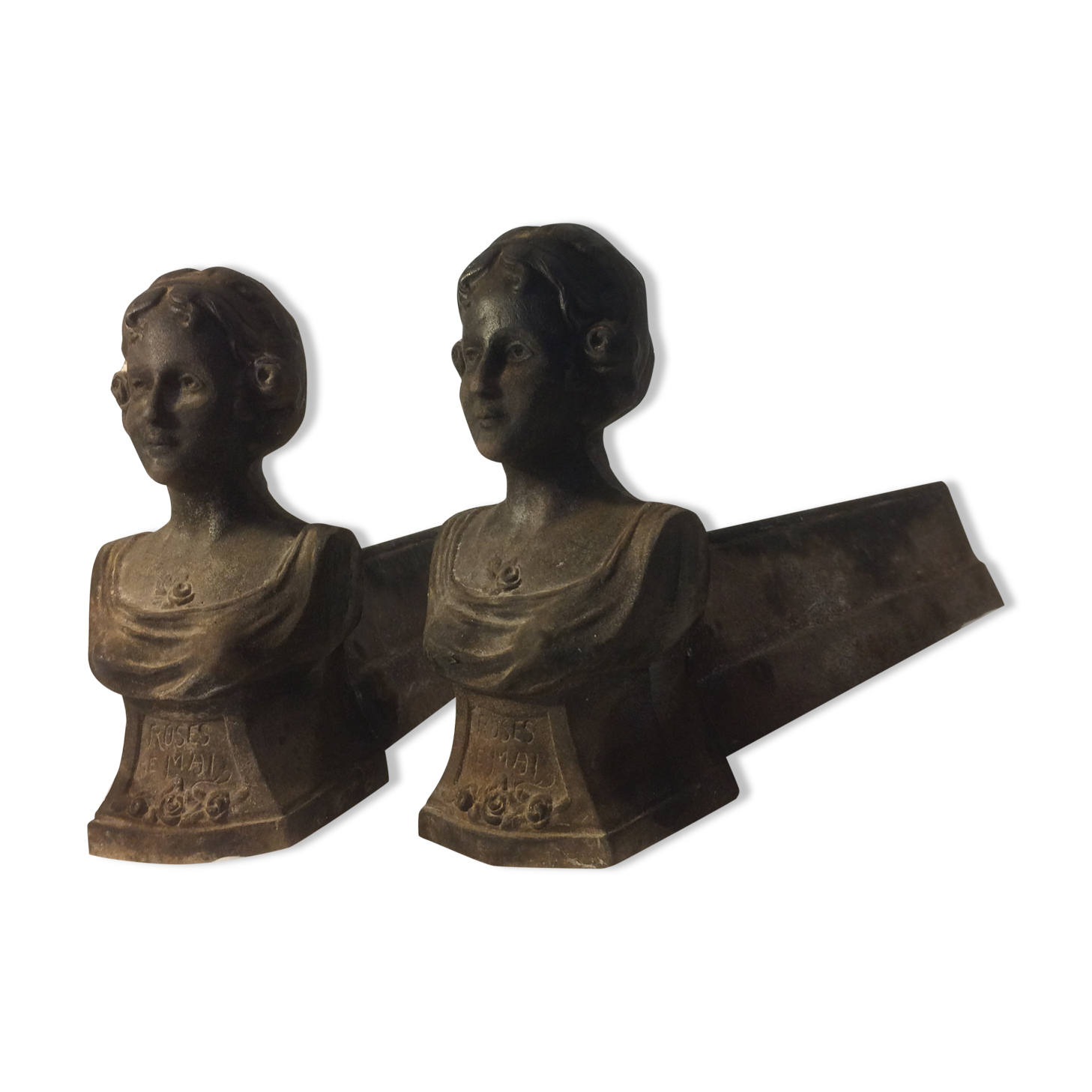 "Rose of may" cast-iron andirons