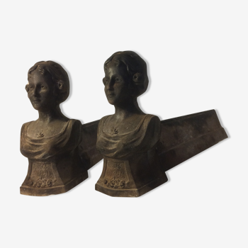 "Rose of may" cast-iron andirons