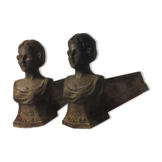 "Rose of may" cast-iron andirons
