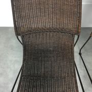Pair of rattan and steel wire armchairs by frederick weinberg
