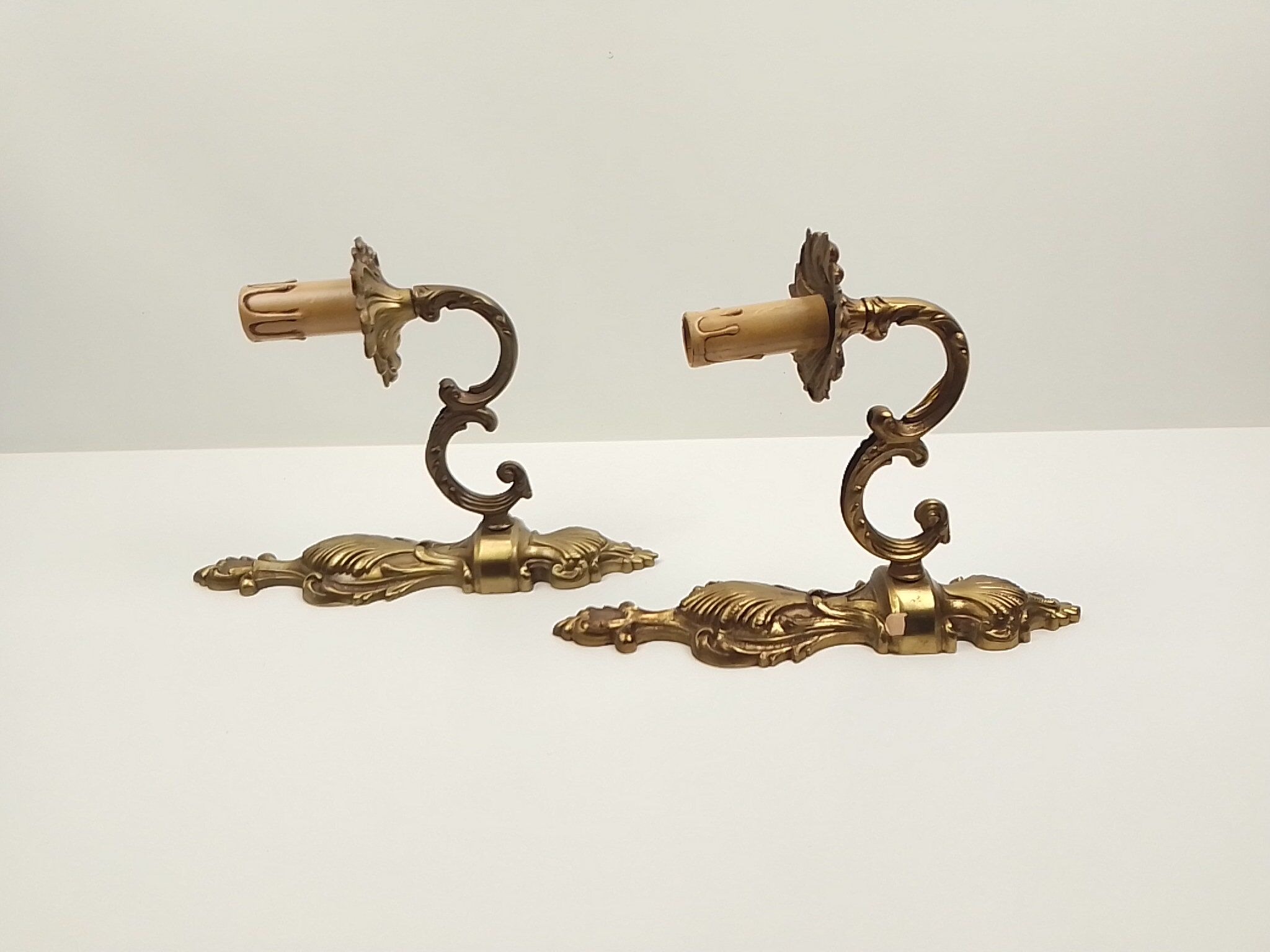 Pair of brass sconces 1 branch 29 cm