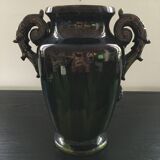 XL vase with floral decoration, slip