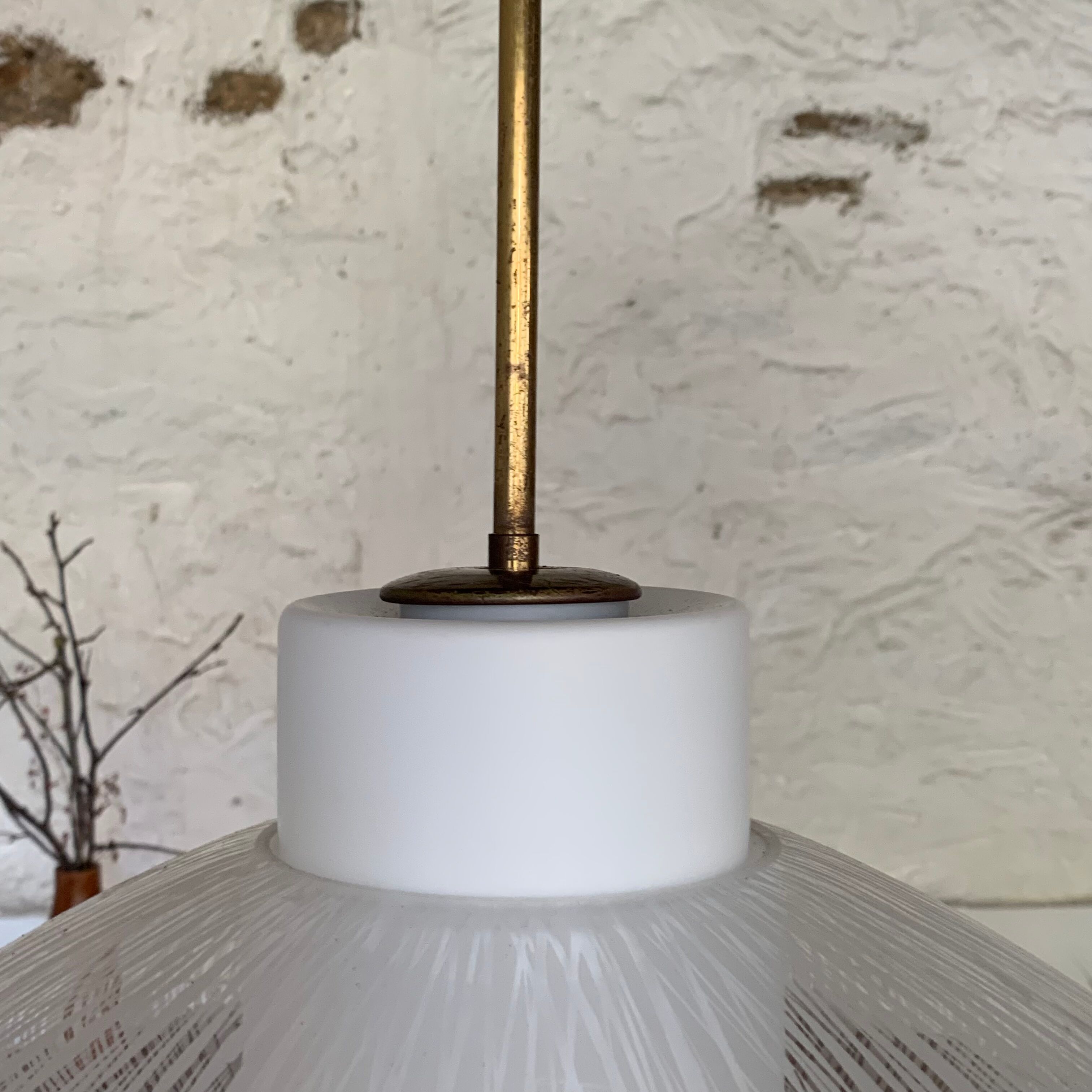Vintage double opaline pendant lamp