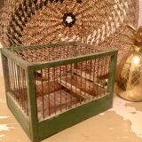 Green wooden bird cage