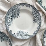 4 deep ironstone plates "Narcisse" Saint Amand A. Lebacqz & M. Bouchart