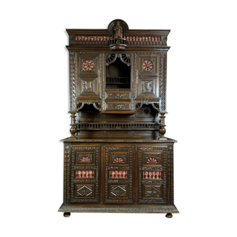 Breton buffet period 19th century in oak with brown patina