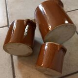 Set of 3 glazed stoneware pots/salters