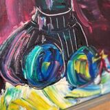 Original mid-century European oil on canvas – “Still Life” by Roy – dated 1969 – vintage & framed – 75 × 64 cm (29.5" × 25.2")