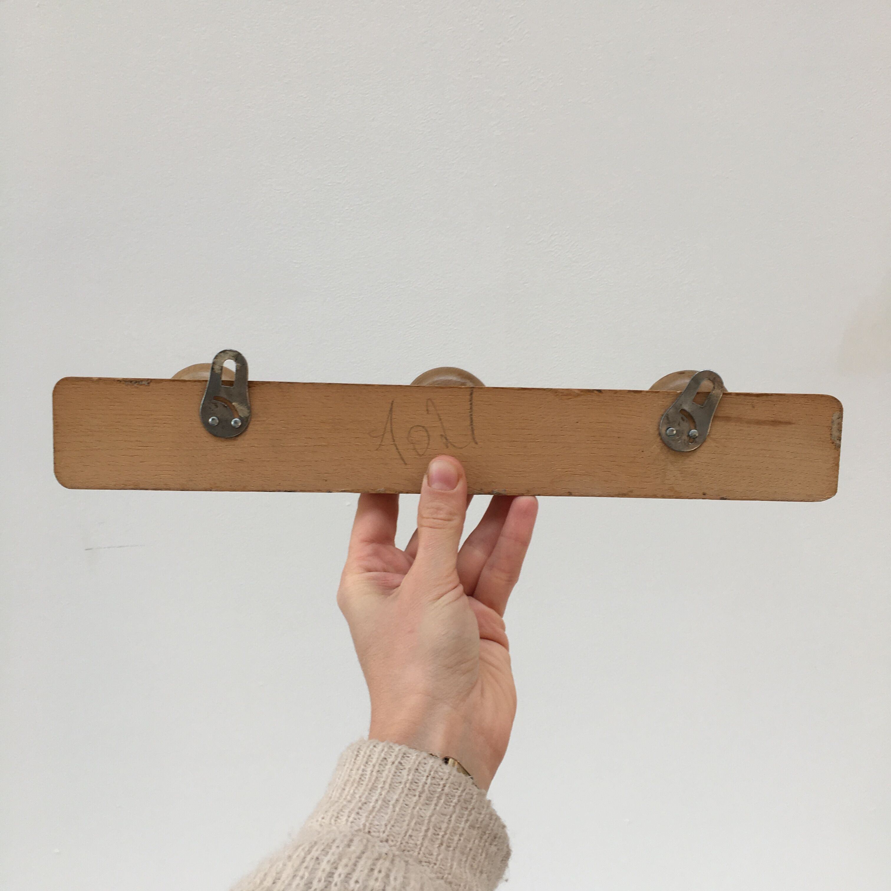 Vintage hook coat rack in solid wood