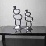 Pair of circle candlesticks by Matthew Hilton, England, 1980
