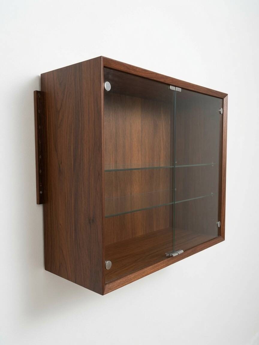 Poul Cadovius Wall Mounted Glass Cabinet By CADO, 1960s.