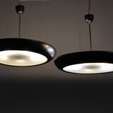 Pair of large Bauhaus "UFO" pendant lights by Josef Hurka for Napako, 1940s
