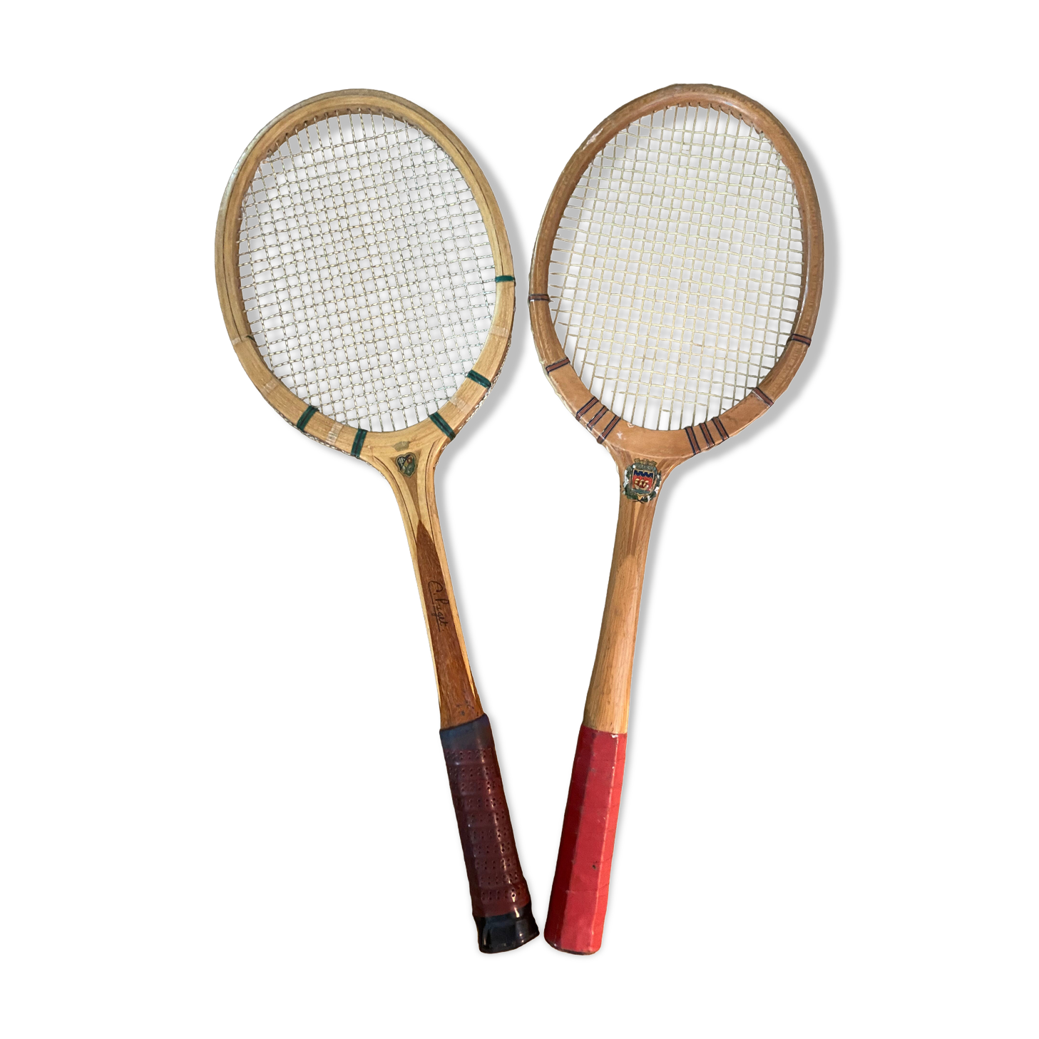 Paire de raquettes de tennis en bois années 50