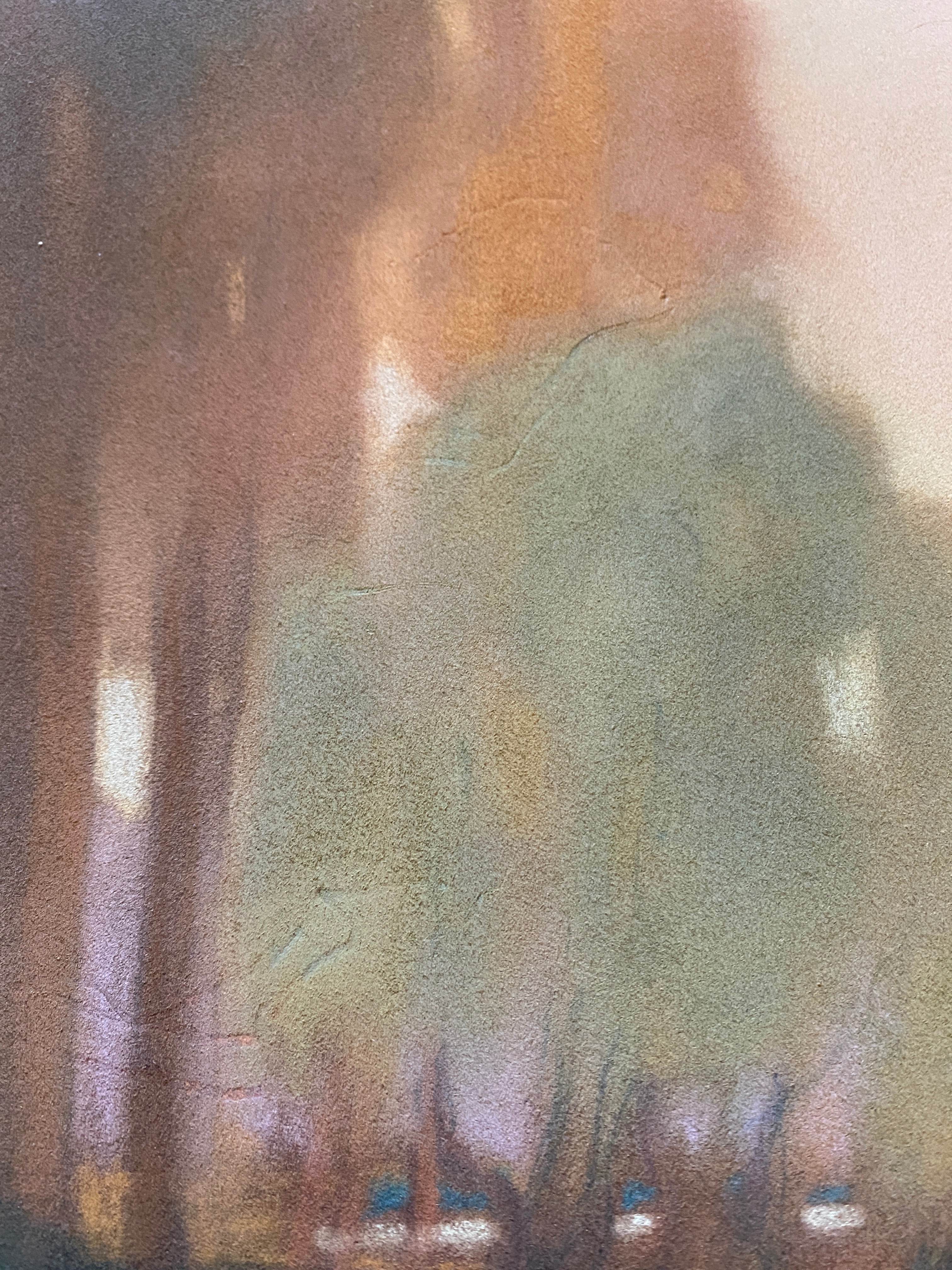 ableau Grand pastel 1922 signed Landscape of pond signed