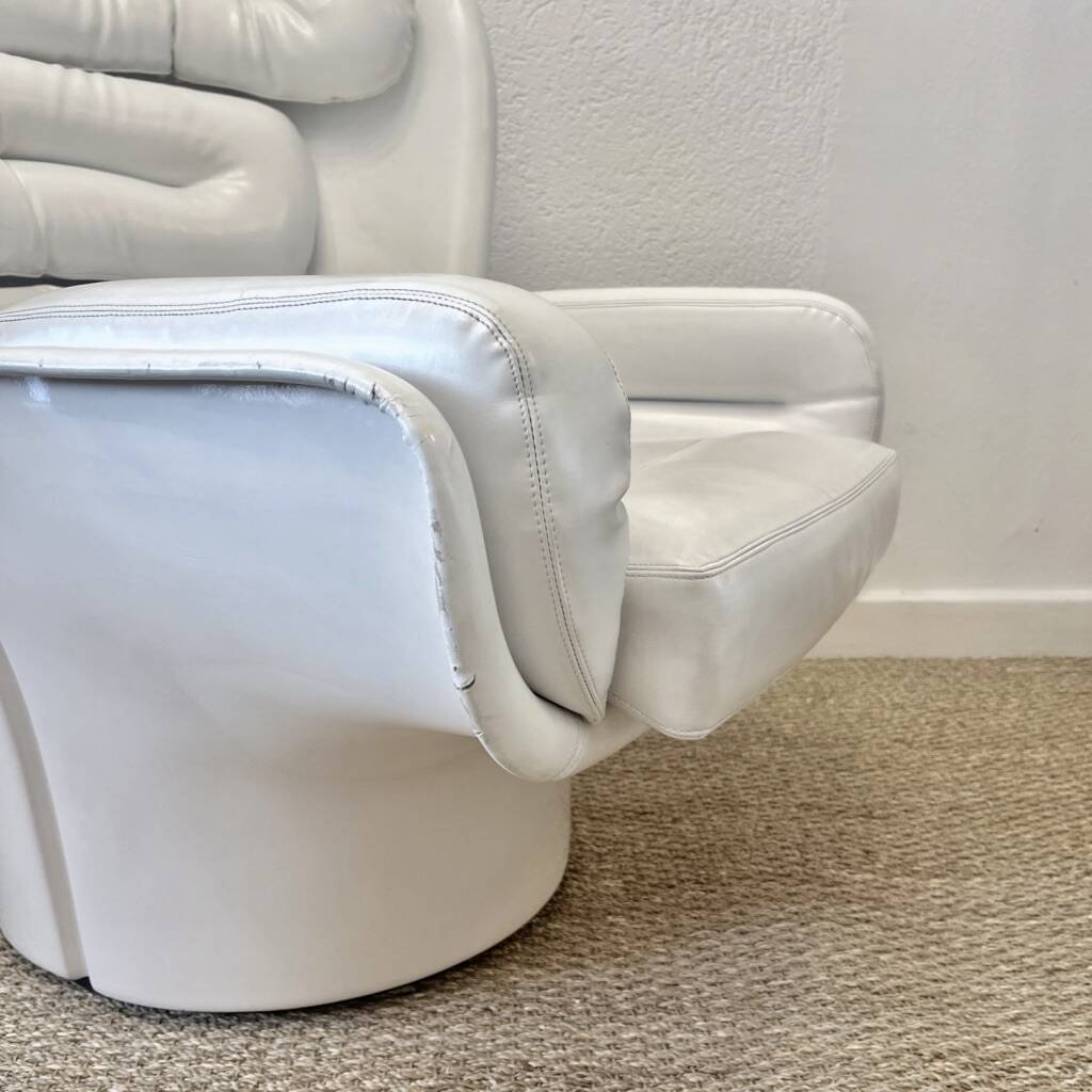 fauteuil Elda vintage de Joe Colombo en cuir blanc