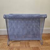 Vintage magazine holder in perforated metal, 39 cm