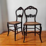 Pair of old Napoleon III chairs, new canework