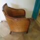 Fauteuil Style Colonial-Rotin tressé-Vintage-coussin simili cuir