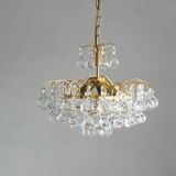 Large mid-century brass & crystal glass ceiling lamp from christoph palme