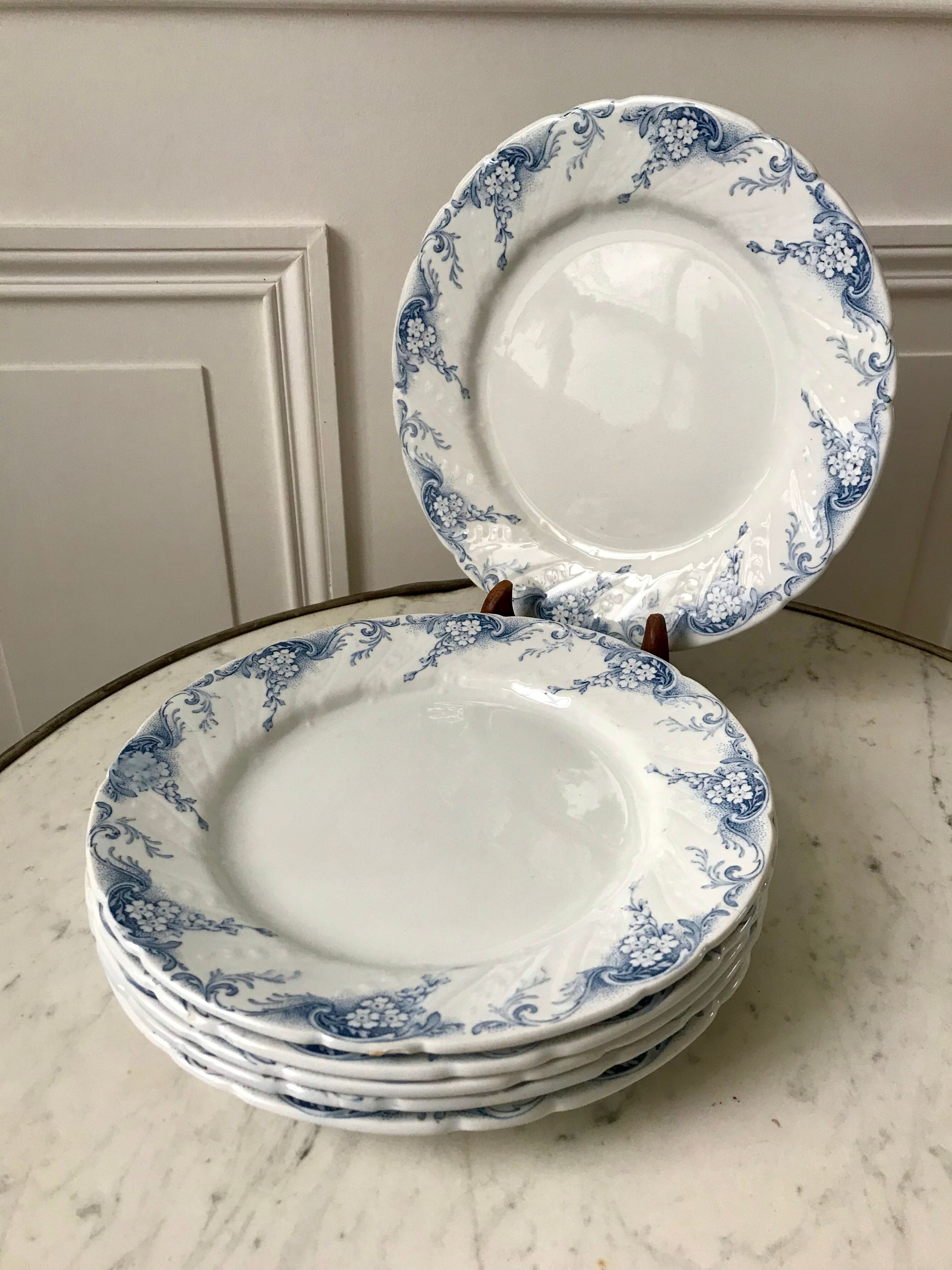 set of 6 dessert plates in K&G Lunéville Ironstone, "Angèle" model, late 19th century