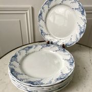 set of dessert plates in K&G Lunéville Iron Earth model "Angèle" late 19th century