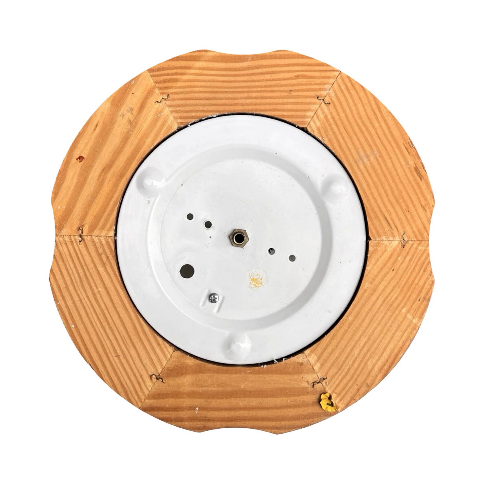 Italian ceiling lamp from the 1970s | ice glass and wood Mid Century Modern