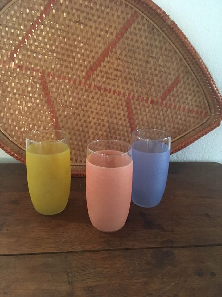 Orange ade glasses in granite-colored glass