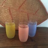 Orange ade glasses in granite-colored glass