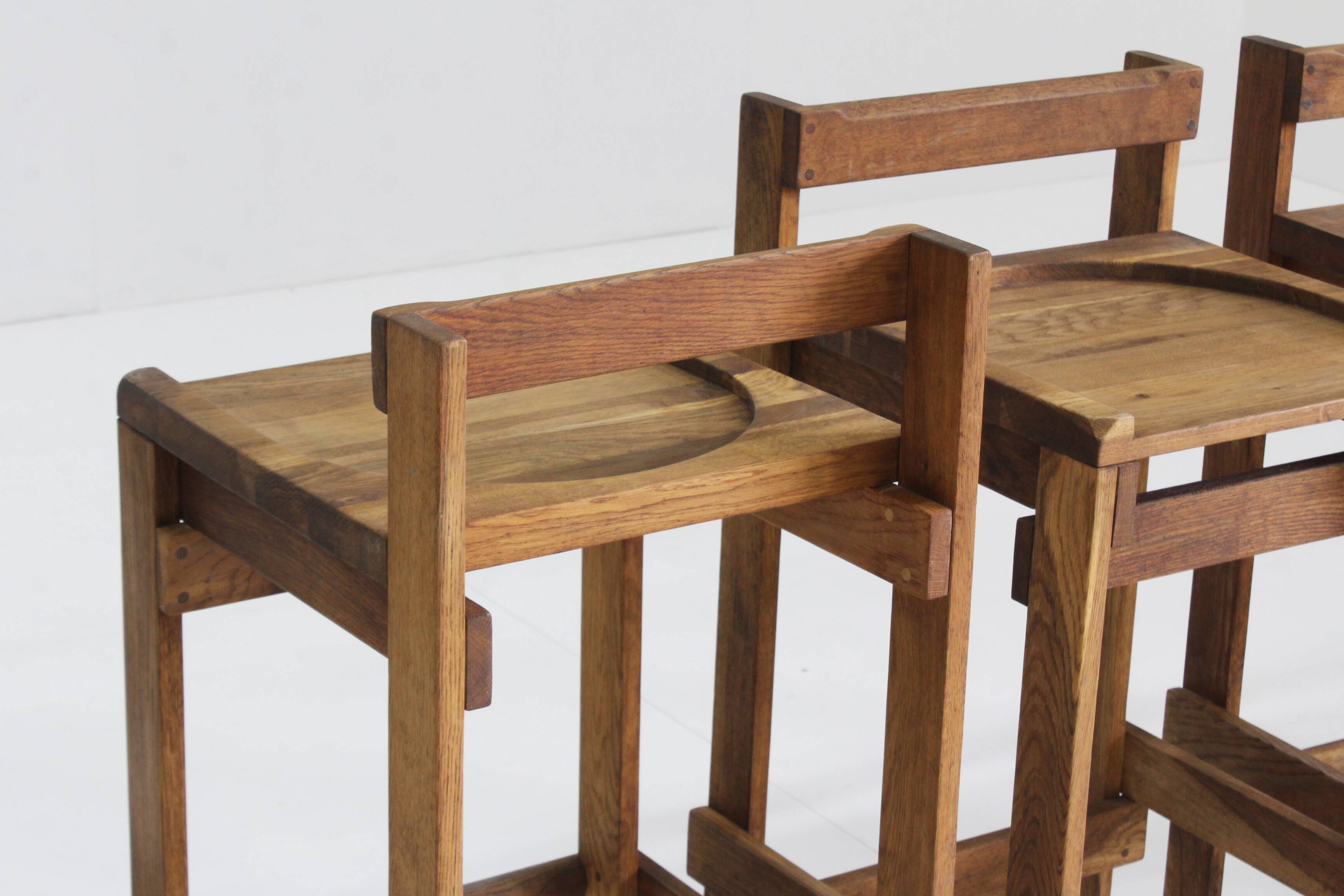 Vintage wooden bar stools 1960, set of 4