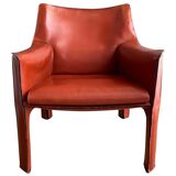 Cognac leather Cab lounge chair by Mario Bellini, 1970s