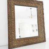 Wooden mirror, edge with embossed flowers 48 x 41 cm