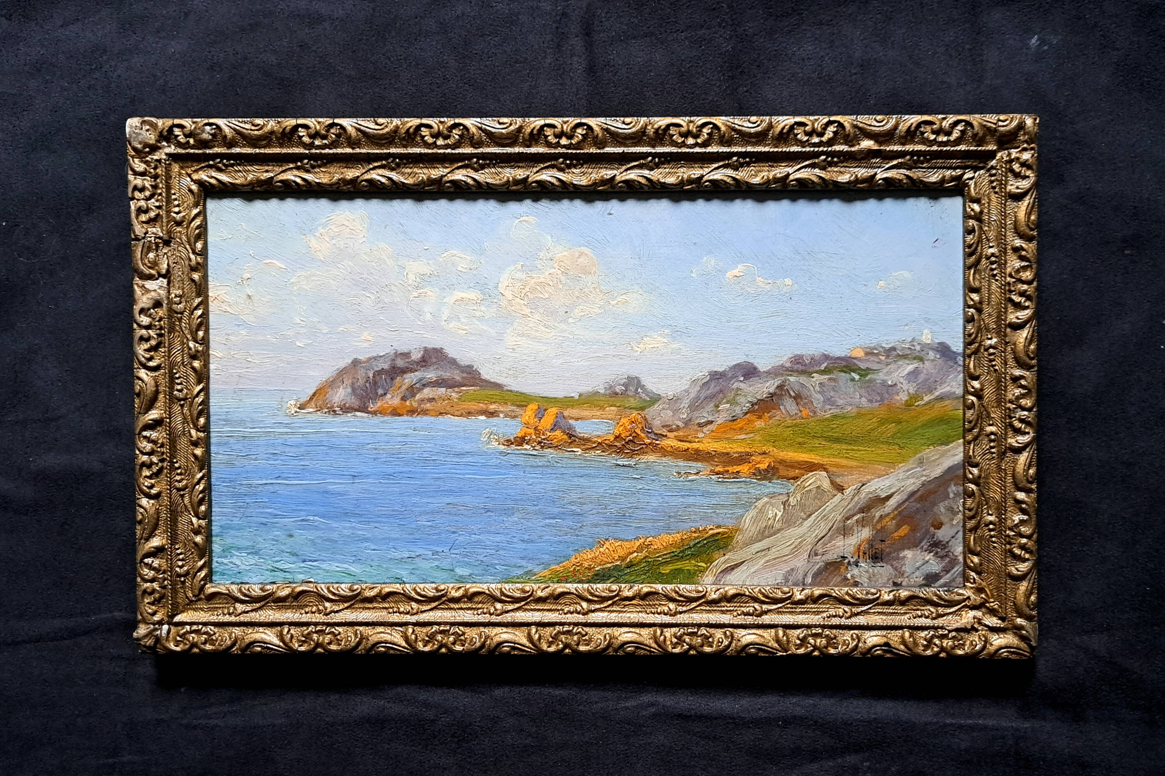 Post-Impressionist painting by Louis VALLET, oil on cardboard, Norman seascape.