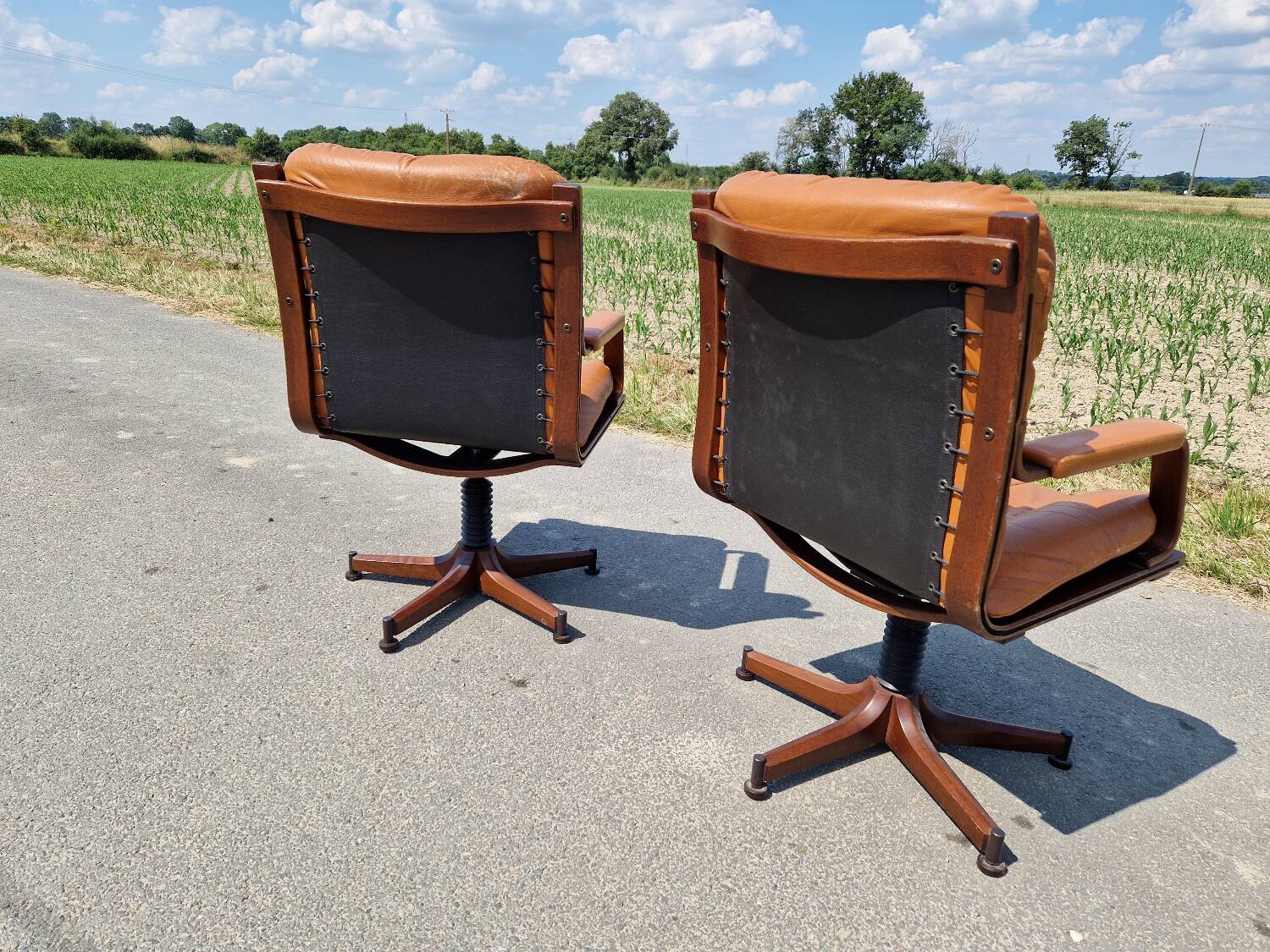 Set of 2 vintage Scandinavian armchairs co.fe.mo Italy 1970