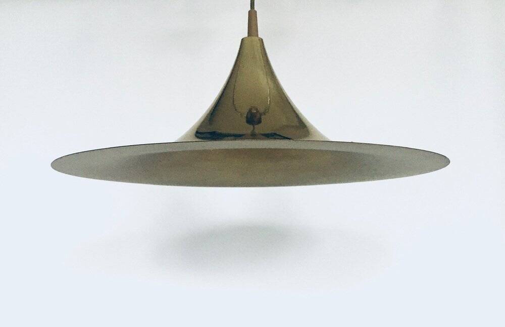 Postmodern Witch Hat Gold Pendant Lamp, 1980s