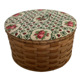 Old rattan wicker sewing box
