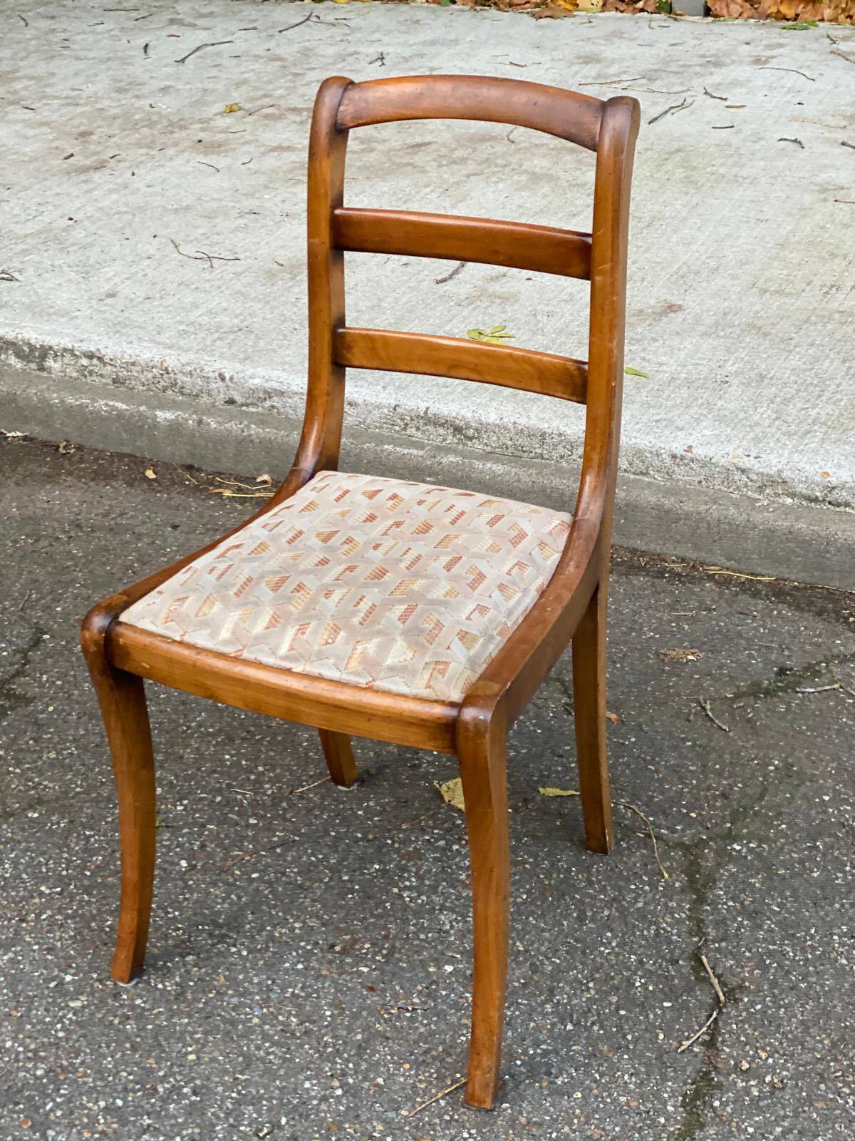 Louis Philippe solid wood and beige fabric office chair