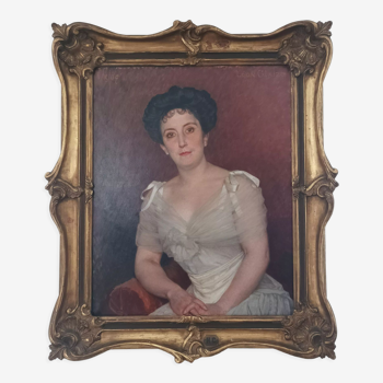 Huile sur toile portrait de femme 1902, Léon Glaize (1842-1931)