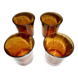 4 vintage Duralex amber glasses