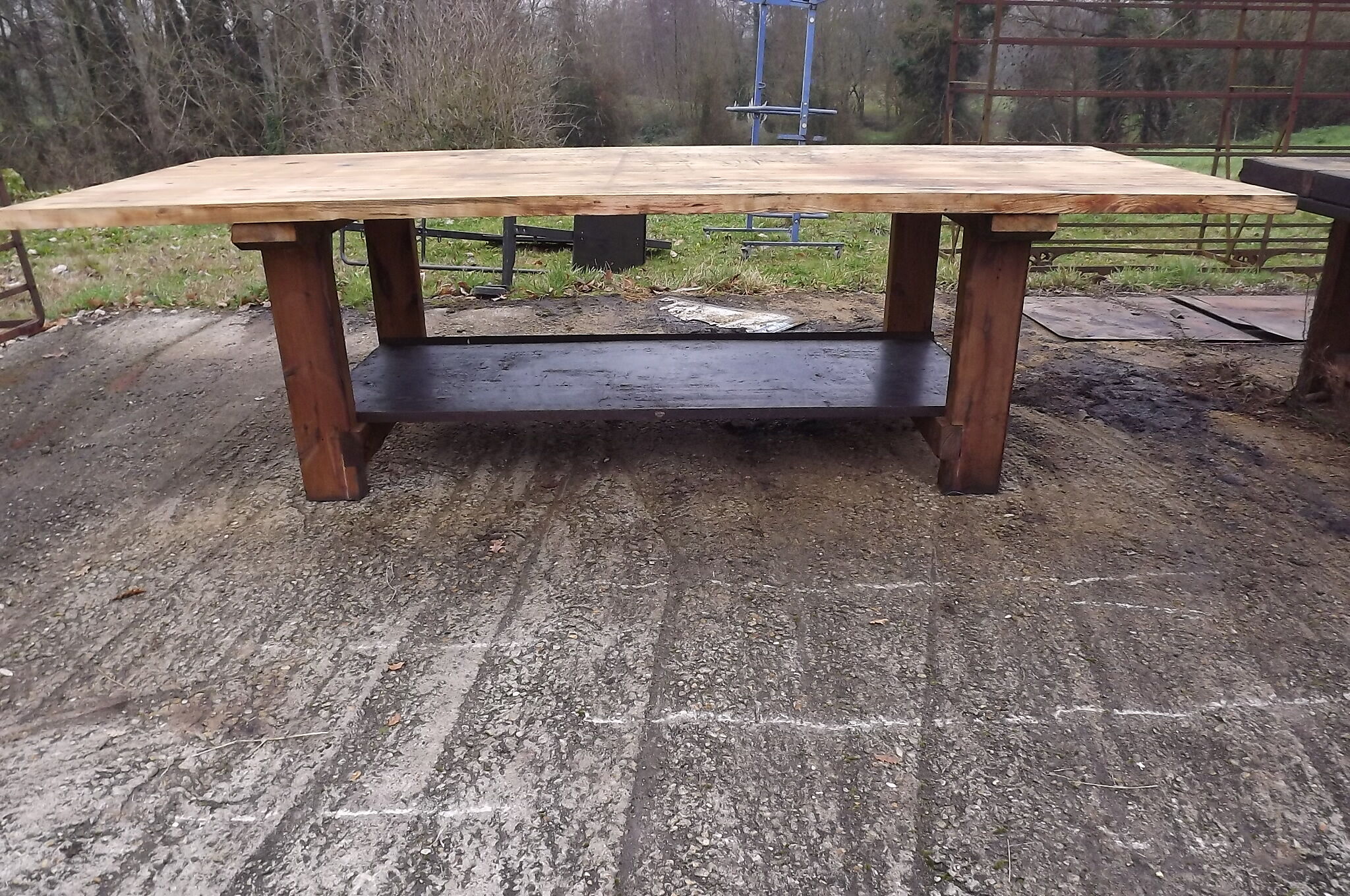 Garage established old pine table